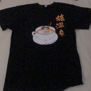 Unisex cotton monkey ramen black t-shirt